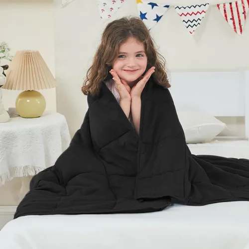 Vista 73 de yescool - Manta con peso, 7 libras, fresca, transpirable, con cuentas de cristal prémium, lavable a máquina, para dormir, 60-90 libras, 41 x 60 Gris