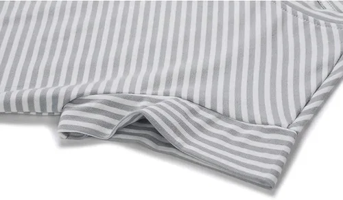 Vista 4 de MEROKEETY - Vestido de verano con manga corta, a rayas, casual, cinturón de amarrar y bolsillos para mujer