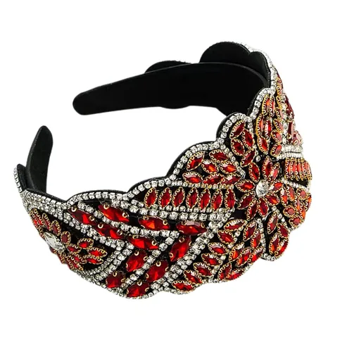 Vista 2 de Diadema de moda para mujer, diadema decorativa de diamantes de imitación anchos para mujer, accesorios para el cabello para mujeres y niñas