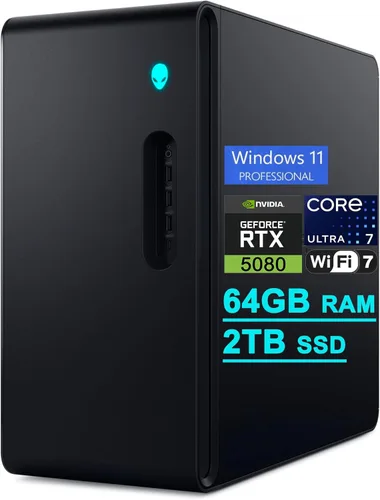 Vista 12 de Dell Alienware Aurora ACT1250 Gaming AI Desktop Intel 20-core Ultra 7 265F 32GB RAM 2TB SSD GeForce RTX 5080 16GB GDDR7 (hasta 1801 AI Tops)