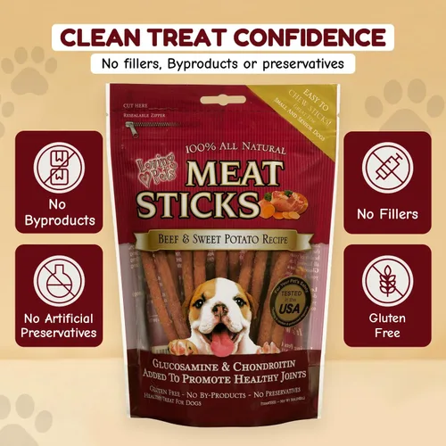 Vista 3 de Loving Pets Palitos de carne gourmet - Receta de batata y ternera, golosinas para perros, 5 onzas