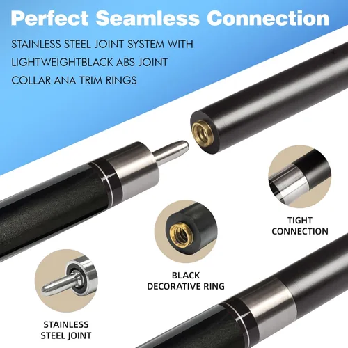 Vista 3 de HomeSeason Fiberglass Pool Cue 58" Professional Pool Stick 12.7mm 4-Layer Tip Low Deflection Cue Stick, 3 * 8/8Joint Pin, Ultra-Smooth, Billiard Cue
