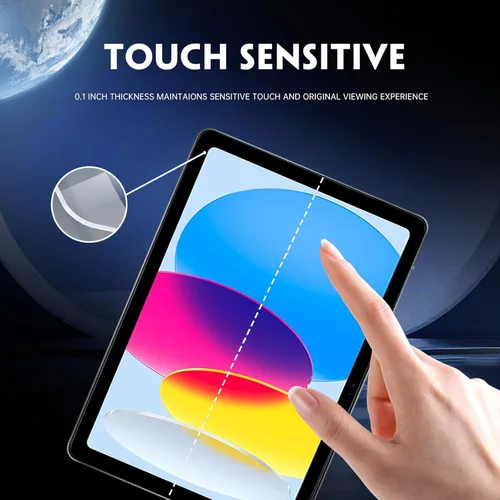 Vista 4 de Protector de pantalla para iPad de 10. generación (10.9 pulgadas, modelo 2022 A2696A2757A2777), película de vidrio templado sensible al tacto