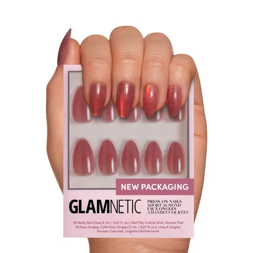 Vista 50 de Glamnetic - MaDamn Uñas postizas con punta francesa, cortas y puntiagudas en forma de almendra con acabado UV, uñas semitransparentes de calidad