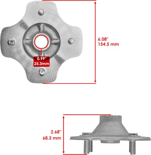 Vista 2 de Caltric Buje de rueda de 2 ejes traseros con tuerca compatible con Honda Rancher 420 4X4 TRX420FE TRX420FM TRX420TE TRX420TM TRX420FP 2007-2013