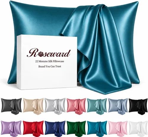 Vista 14 de Funda de almohada 100% seda de morera para mujeres durmientes, 22 fundas de almohada de seda Momme para cabello y cara, cierre de cremallera, fundas