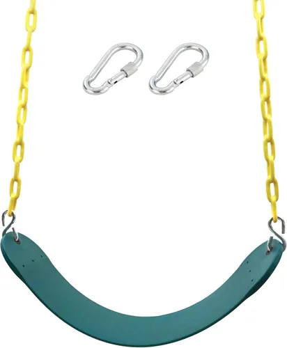Vista 12 de Asiento de columpio rosa - Cadena resistente con revestimiento de plástico - Juego de accesorios de repuesto para columpio de parque infantil, juego