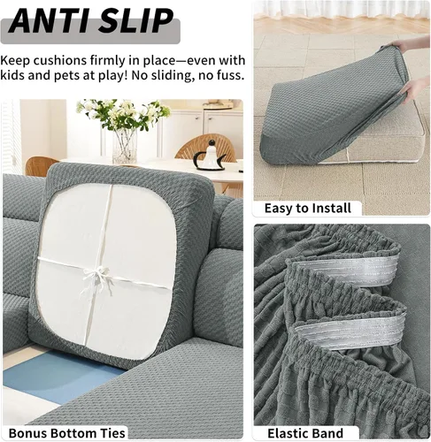Vista 6 de YEMYHOM - Fundas elásticas para cojín individual, protector de sofá, silla, asiento, funda deslizante, funda suave de sofá, reemplazo, grande, a