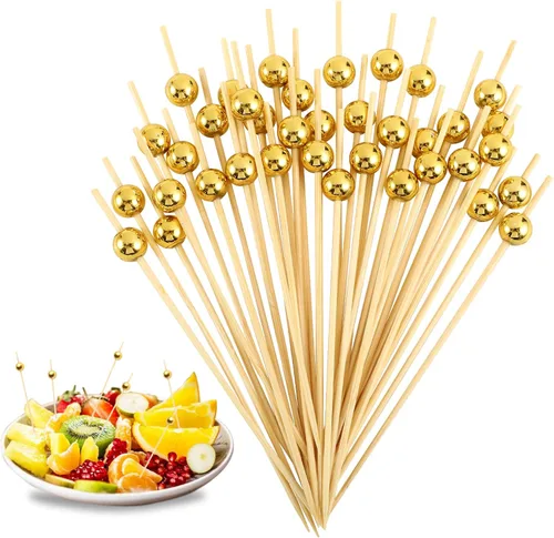 Vista 8 de 200 palillos de cóctel coloridos, palillos de dientes elegantes para aperitivos, brochetas de 4.7 pulgadas para aperitivos, palillos largos