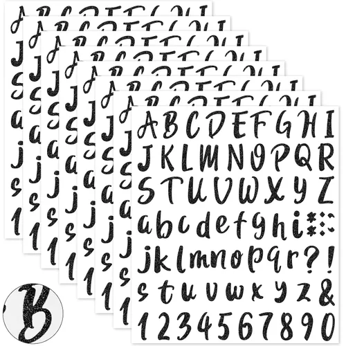 Vista 11 de 576 piezas de 8 hojas de calcomanías de letras de graduación, letras de vinilo autoadhesivas, calcomanías de números del alfabeto, calcomanías
