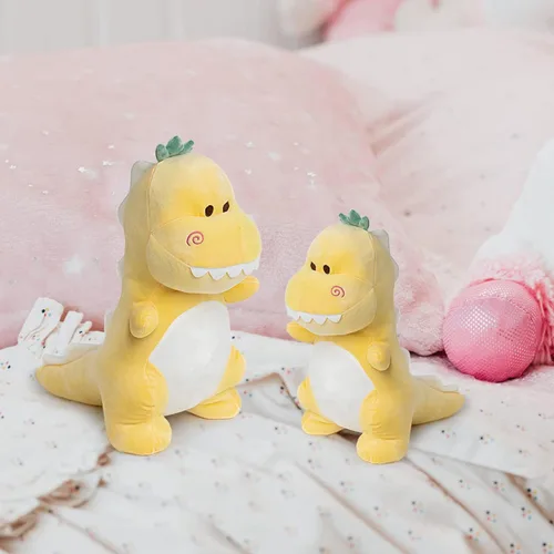 Vista 4 de Lindo juguete de peluche de dinosaurio, peluche de dinosaurio suave de 15.7 pulgadas, peluche amarillo
