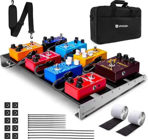 Vista 14 de Vangoa Pro Tablero de Pedales de Guitarra con Fuente de Alimentación Aislada de 12 V de Alta Corriente, PD-XL Plegable de Aluminio, Espacio