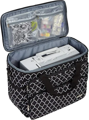 Vista 2 de NICOGENA Estuche de transporte para máquina de coser, bolsa de viaje universal con correa para el hombro para cantante, hermano, Janome