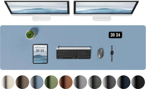 Vista 45 de Aothia Protector de Escritorio de Cuero - Alfombrilla Grande para Ratón, Alfombrilla de Oficina, Secante de Cuero PU Antideslizante, Almohadilla