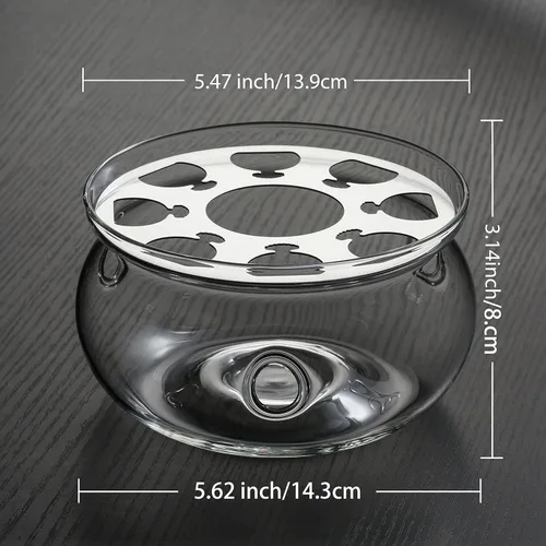 Vista 2 de CnGlass Calentador Universal de Tetera de Vidrio, Hecho a Mano con Vidrio Resistente al Calor y Sin Plomo, Calentador de Velas de Té 5.3