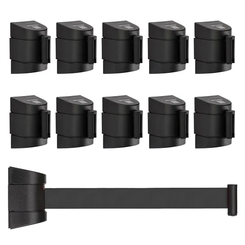 Vista 23 de DuraSteel Barrera retráctil para cinturón de montaje en pared, cinturón de seguridad negro de 6.5 pies en carcasa negra, Guardian 2.0