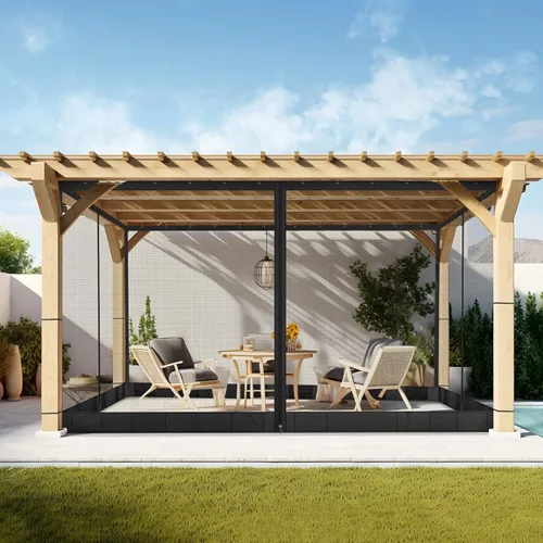 Vista 5 de Red de exterior para patio y jardín, casa de pantalla para camping y terraza, paredes de red de 4 paneles, sala de pantalla con paredes laterales