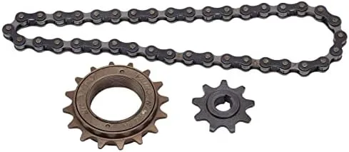 Vista 9 de VBESTLIFE Rueda libre de una sola velocidad y cadena iluminada, 16 dientes rueda libre 9 dientes piñón 38 secciones cadena para montaña