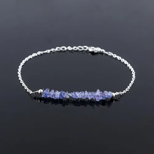Vista 51 de TGH Pulsera de barra de chips naturales, cristal curativo, pulsera de cuentas crudas chapada en plata, cadena ajustable de 7 + 1 pulgada, regalo