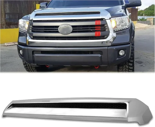 Vista 10 de Kojem Moldura de Protuberancia de Capó Compatible con Toyota Tundra Platinum 2014-2021 Estilo Código de Color 202 Negro Parrilla Superior Delantera