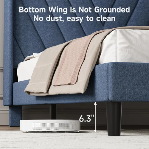 Vista 8 de koorlian Base de cama Queen con cabecero, base de cama tapizada ajustable con puertos tipo C y USB, cabecera de almacenamiento con respaldo de ala