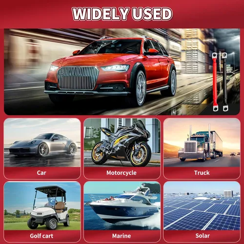 Vista 5 de Cable de batería de 4 AWG, 2 unidades, cables de batería de 11.8 pulgadas con terminales de anillo M6, cables marinos de cobre puro, cable de tierra