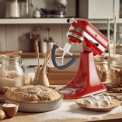 Vista 4 de Batidor de borde flexible para mezclador Kitchenaid, 4.5-5 cuartos de galón para accesorio de paleta de ayuda de cocina, se adapta a cabezal