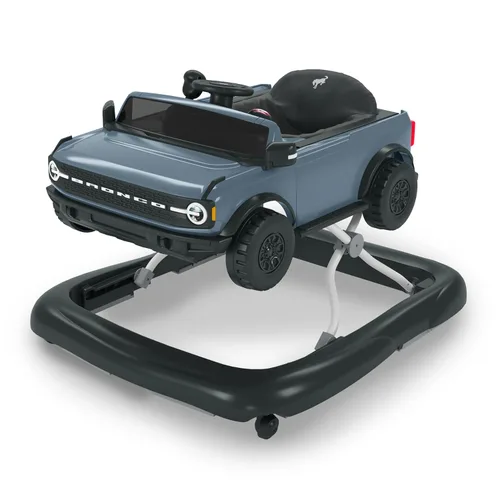 Bright Starts Ford Bronco - Centro de actividades para bebés y caminador empujable 4 en 1, azul gris, con volante interactivo extraíble, juguete, 6