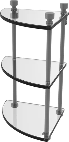 Vista 12 de Allied Brass FT-6 Foxtrot Collection - Estante esquinero de cristal de tres niveles, bronce antiguo