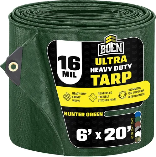 Vista 30 de Lona ultra resistente impermeable con cubierta grande Marrón, 4 x 20 pies / 0.630 in de grosor Lonas a prueba de rasgaduras Material de tejido