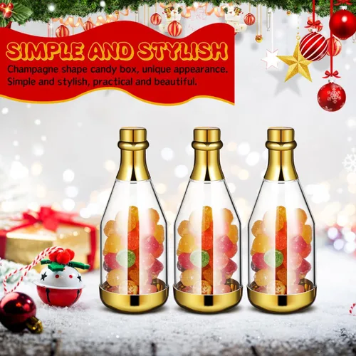 Vista 9 de Ciieeo Caja de dulces de boda, contenedor de recuerdo de fiesta, 4.52 x 1.57 x 1.57 pulgadas, mini botellas de plástico transparente para dulces