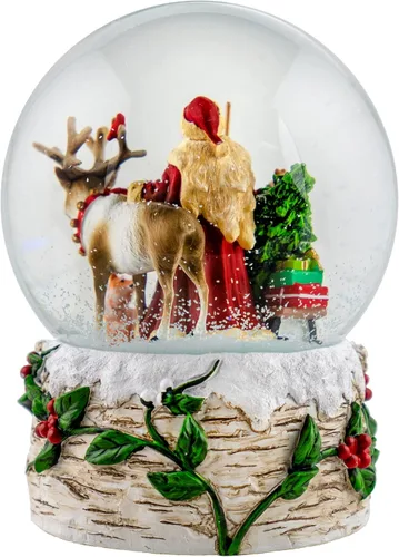 Vista 4 de Santa musical de 4.724 in con globo de nieve de reno por San Francisco Music Box Company