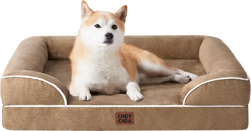 Vista 67 de EHEYCIGA - Cama ortopédica para perro grande, impermeable, de espuma viscoelástica y espuma tipo caja de huevos, bordes elevados, antideslizante