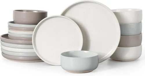 Vista 14 de HaWare Juegos de Vajilla de Gres, Juego de Platos y Tazones de 12 Piezas para 4, Juego de Platos para Casa Restaurante, Negro Esmerilado