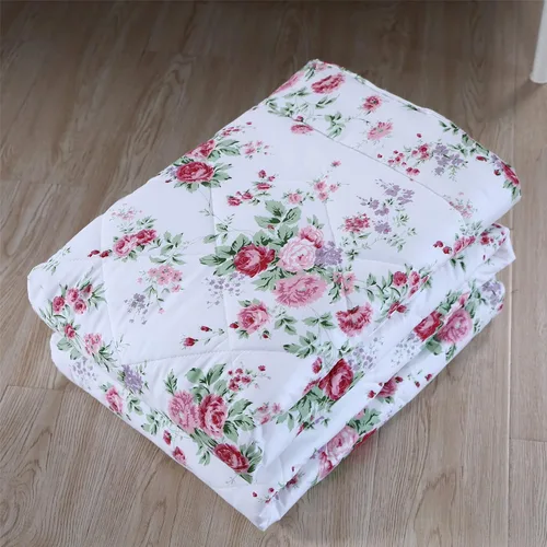Vista 8 de FADFAY Juego de edredón floral rosa tamaño King, edredón de verano floral desgastado 100% tela de algodón con relleno interior de microfibra suave