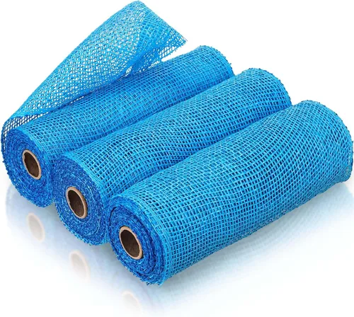 Vista 7 de 3 rollos de malla decorativa de arpillera de poli de 10 pulgadas de ancho, rollos de cinta de malla decorativa de poli para envolver