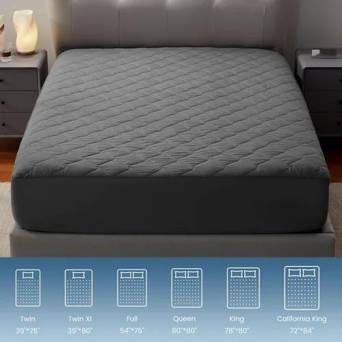 Vista 5 de SLEEP ZONE Protector de Colchón Impermeable Almohadilla Twin Lavable a Máquina, Cubrecolchón Transpirable con Bolsillos Profundos, Uso en Todas