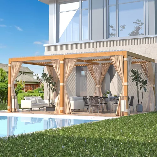 Vista 11 de EROMMY Pérgola con Persianas 10' x 10' Pérgola de Techo Rígido para Exteriores con Marco de Aluminio y Techo de Metal Ajustable Impermeable