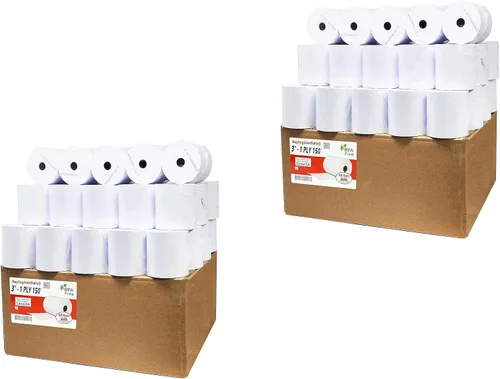 Vista 50 de (100 rollos) 2 1/4 x 50 Rollos de papel térmico para recibo de 55 GSM, papel alemán de calidad premium, se adapta a todos los terminales de tarjetas