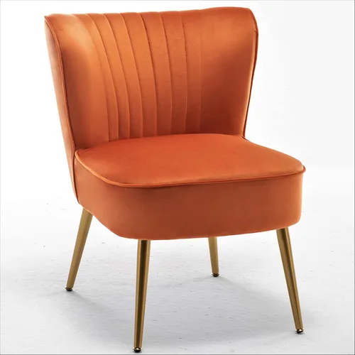 Vista 122 de Silla moderna de terciopelo para sala de estar, dormitorio o entrada, diseño elegante y cómodo sin brazos con patas de metal, color negro