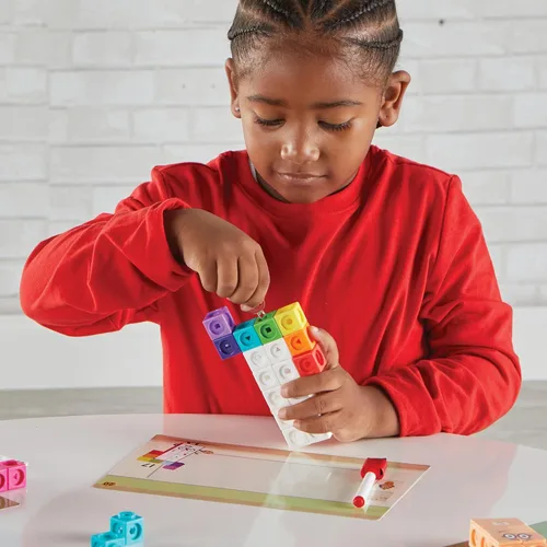 Vista 4 de hand2mind MathLink Cubes Numberblocks Conjunto de Actividades 11-20, 30 Actividades de Aprendizaje Preescolar, Bloques de Conteo, Cubos de Enlace