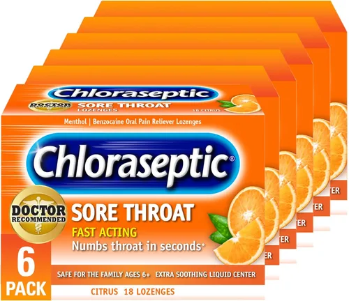 Vista 14 de Chloraseptic - Pastillas para el alivio total de dolor de garganta + Tos, sabor a cereza silvestre, 15