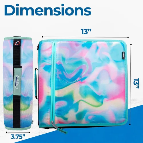 Vista 5 de Case-it - Carpeta Mighty Zip Tab escolar con cremallera, expansible, organizadora, múltiples bolsillos, correa hombro, anillos 3 pulgadas, 600