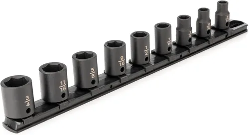 Vista 22 de TEKTON Juego de dados de impacto de 6 puntos profundos de 3/8 pulgadas con riel, 12 piezas (0.315-0.748 in) SID91103