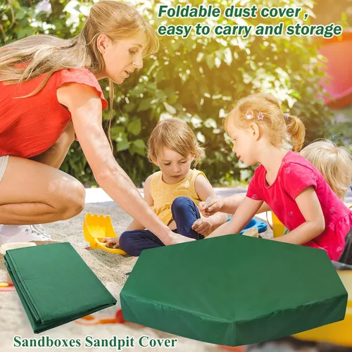 Vista 7 de Funda para caja de arena, cubierta hexagonal para arenero con cordón, impermeable, cubierta de piscina, cubierta protectora Oxford para arenero