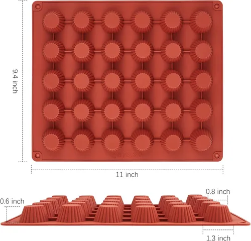 Vista 3 de JOERSH Molde de caramelo de chocolate de 30 cavidadestamaño bocado de mantequilla de maní, moldes de silicona para chocolate, gelatina, bombas