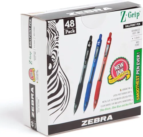 Vista 14 de Zebra Pen Z-Grip - Bolígrafo retráctil de punta media, 3/64 pulgadas, tinta negra, 18