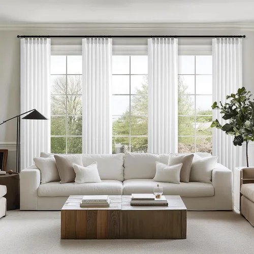 Vista 8 de Topfinel Cortinas de Lino Beige Blanco con Pliegues Pinzados para Dormitorio de 72 Pulgadas de Largo, Juego de 2 Paneles, Filtrado de Luz Semi