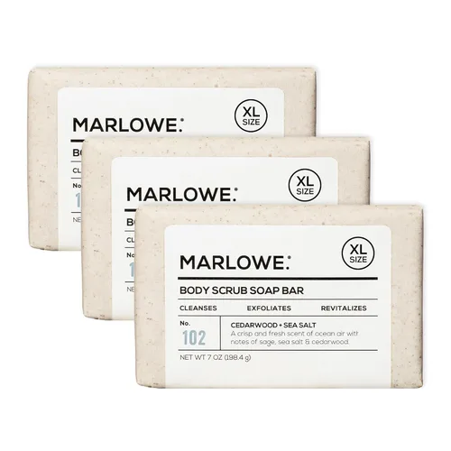 Vista 20 de MARLOWE. Jabón exfoliante corporal No. 102 de 7 onzas (12 barras), madera Oud, barra de jabón exfoliante con manteca de karité, aceite de oliva