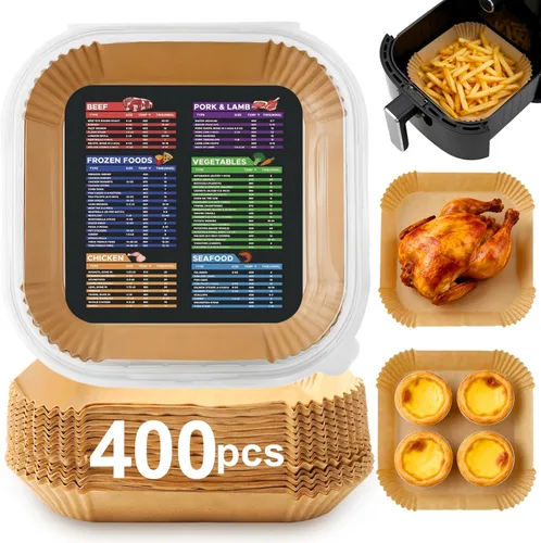 Vista 11 de 200 forros para freidora de aire para Ninja: forro de papel pergamino desechable antiadherente superior para Ninja DZ201/DZ401 Dual Airfryer Baking